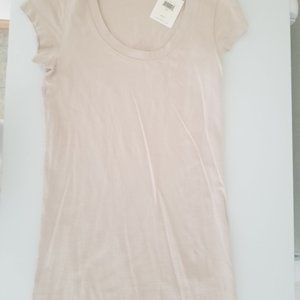 Calvin Klein Nude Beige Cap Slleve Tee size small.